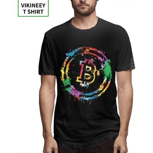 Cool Men T Shirts Colorful Bitcoin Colors Tee Shirt 3D Print Graphic T-Shirt Pure Cotton XS-3XL Plus Size Tshirt