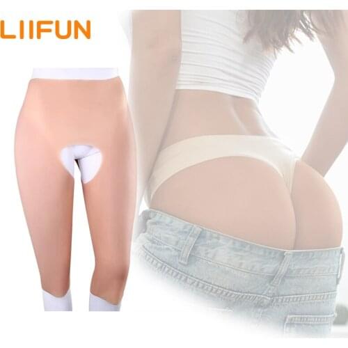 Liifun Artificial Silicone Buttock Panties Open Crotch Waist Hip Enhancement Panty for Crossdresser Transgender Drag Queen Male