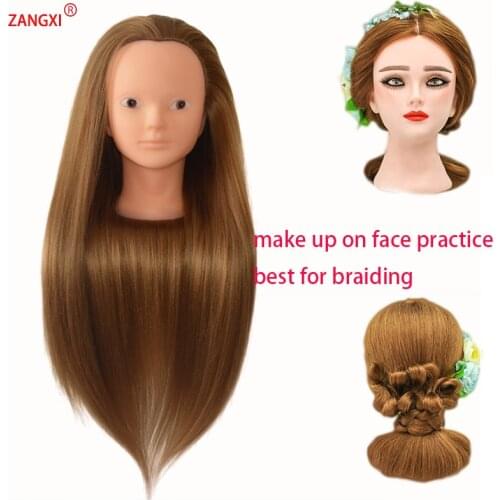 No Makeup Female 28"Hair Head Training Mannequins For Hairdressing Practise Hairstyle Head Manikin Dummy Dolls With Free Holder