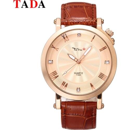 Mens Top Brand Luxury Wristwatches Tada Quartz Hour Clock 30m Waterproof Swimming Fashion Diamond Genuine Leather Women Watches