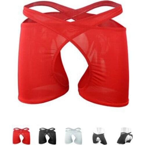 Mens Low-Waist Sexy Transparent Buttocks Boxers Male Jockstraps Panties Underwear ZJH333