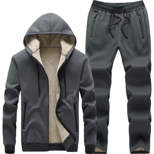 Tracksuits Men Sweatshirt Sporting Sets Winter Hooded Jacket + Pants Casual Clothing Mens Track Suit Sportswear Coat Two Pieces