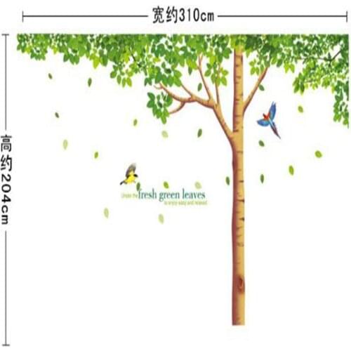Big size extra large family tree wall decal fresh green leaves stickers mural removable home decor art