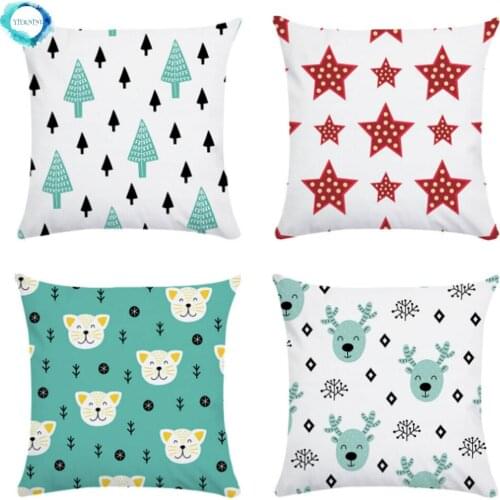 Cartoon Colorful Animal Star Princess Elk Print Decorative Cushion Cover Polyester Sofa Pillow Cover Pillowcase Home Decor