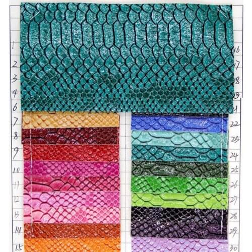 Latest style gold powder snake skin pattern leather for luggage bags serpentine gold dust synthetic leather fabric PU