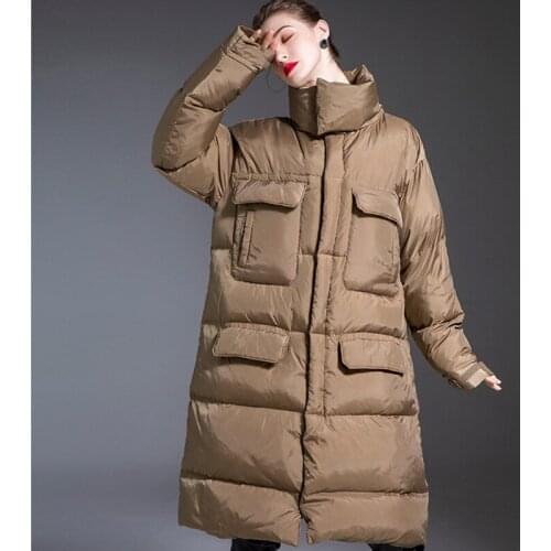 New Woman 90% White Duck Down Jacket black Winter Long Coat Female Loose Waterproof Down Overcoats Loose Jackets Winter Parka