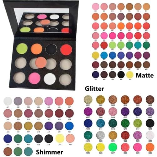 12 Colors Pigment Eyeshadow Choose Colors Matte Shimmer Glitter Long Lasting Makeup Palette Multiple Option Custom Private label