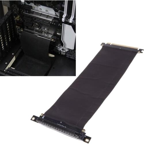 PCI Express PCIe3.0 16X to 16X Flexible Cable Card Extension Port Adapter 90 Degree Angle High Speed Extender Riser Card