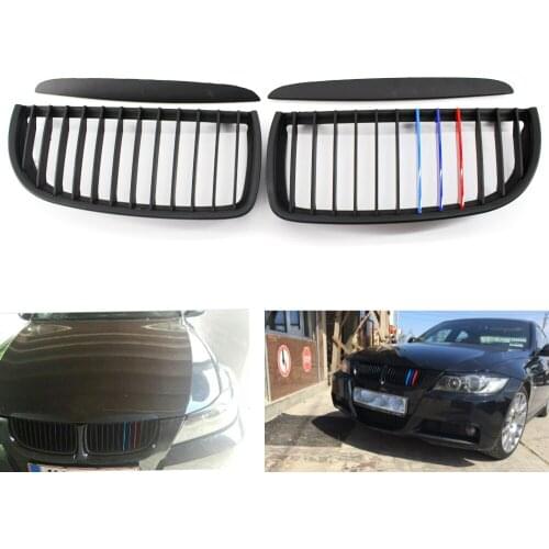 Front Grille Matte Black M Look Fit for E90 E91 3Series 05-08 Grill Pre-facelift
