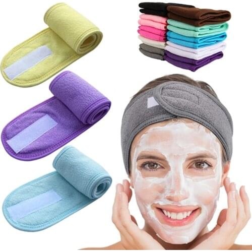 2021 Women Wide Hairband Adjustable Soft Toweling Hair Accessories Yoga SPA Bath Shower Makeup Wash Face Cosmetic Headband