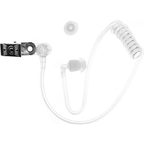 Transparent Universal Coil Acoustic Air Tube With Metal Clip Replacement For Radio Earpiece Headset