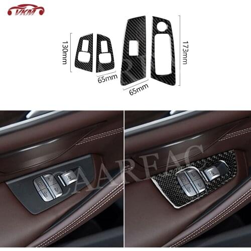 Carbon Fiber Car Door Window Lifter Switch Buttons Trim Frame Cover Stickers Decoration For BMW 5 Series G30