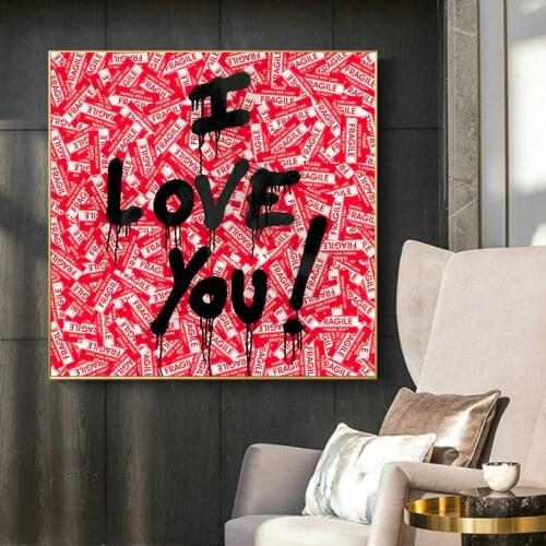 Pop Art I LOVE YOU Letter Canvas Paintings Graffiti Wall Street Art Posters and Prints Decorative Pictures for Home Decor