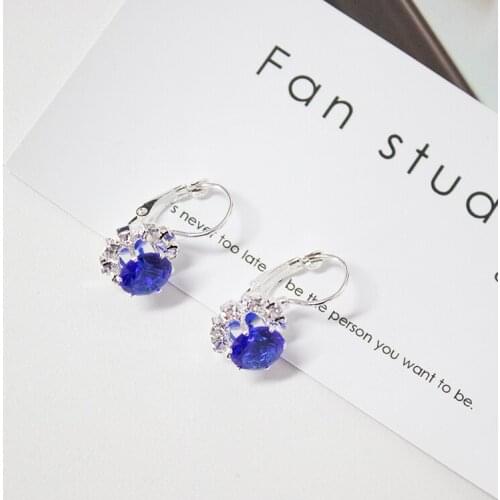 Earrings Fashion Earrings 6 Color Large Crystal Rhinestone Pendant Earrings Cubic Zirconia Sleeve Earrings for Womens Jewelry