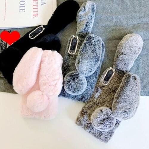 Fluffy Rabbit silicone cover For Xiaomi Mi 9 A3 Poco X3 A2 lite Note 10 9S 5 6 7 9 Pro Redmi 8 8T 9A 8A 7A 6A Mobile phone Case