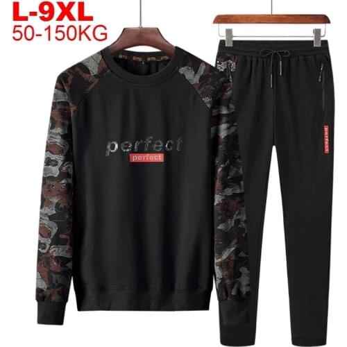 Sweatsuit Male Sweatshirt Sweatpants Set Plus Size 9xl 8xl 7xl 6xl 5xl Men Camouflage Sports Suit Mens Tracksuit Camo 2 Pieces