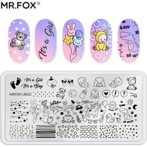 Stamp Plates Cute Beer Baby Image Nail Art Template Stainless Steel Floral Flower Lace Stencils