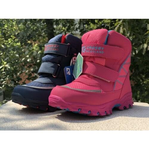 Waterproof Children Snow Boots Non-slip Boy & Girls Cotton Boots With Wool Fashion Kids Winter Shoes Size 30-31