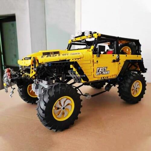 High-tech Series 1: 8 Off Road Vehicle Building Blocks Jeep Wrangler Rubicon Pink Car Model Bricks Educational Kids Toys Gifts