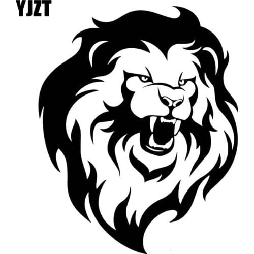 YJZT 13.9CM*17.2CM Lion Anger Expression Car Sticker Accessories Vinyl Decal Bumper Decor Black/Silver C4-1060