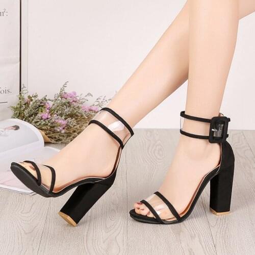 2021 Ankle Strap Heels Women Sandals Summer Shoes Women Open Toe Chunky High Heels Party Dress Sandals Big Size 35-43