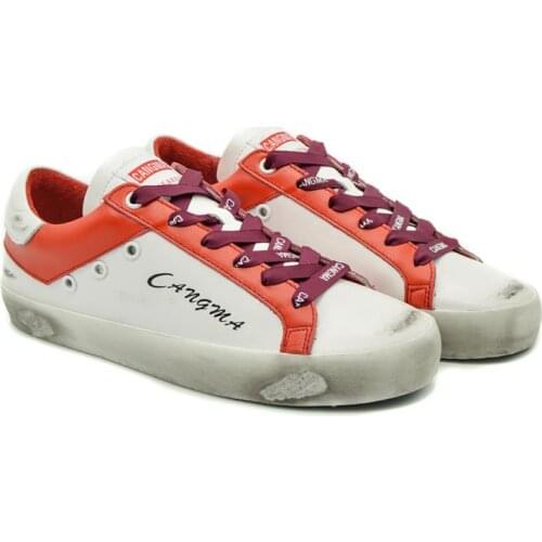 CANGMA Luxury Brand Designer Sneakers Women Flats Girl Casual Shoes Genuine Leather Vintage Woman Female Vulcanized Shoes