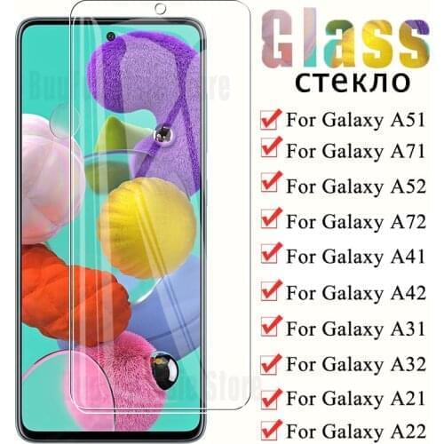 1/2PCS Tempered glass for Samsung Galaxy A51 A71 A52 A72 A31 A32 A41 A42 A82 A11 A21 A21s A22 A12 screen protector glass film