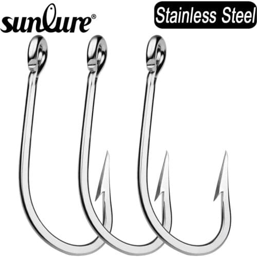 Sunlure 1Pack Saltwater Fishing Hooks 6/0-7/0-8/0-9/0-10/0-11/0-12/0# Sword Hooks Stainless Steel Fishhooks Jigging Hooks