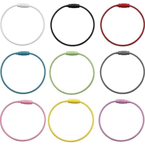 10Pcs/Set 150MM EDC New Keychain Tag Rope Stainless Steel Wire Cable Loop Screw Lock Gadget Keyring Circle Camp Trinket Chaveiro