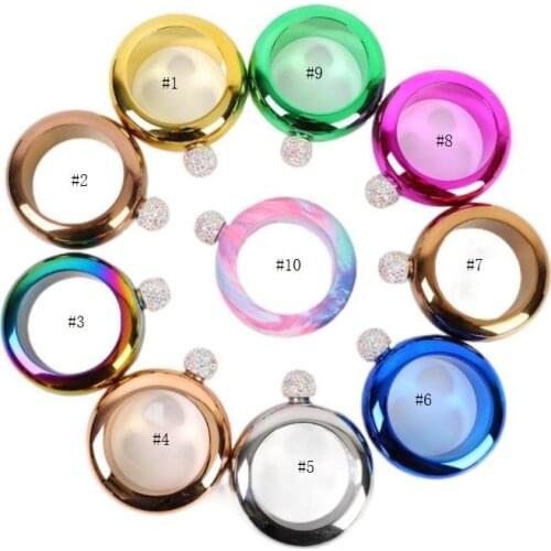 20pcs-100pcs 3.5oz Bracelet Hip Flask Stainless Steel Wine Flask Gift For Liquor Whiskey Flask With Funnel Crystal Lids SN985