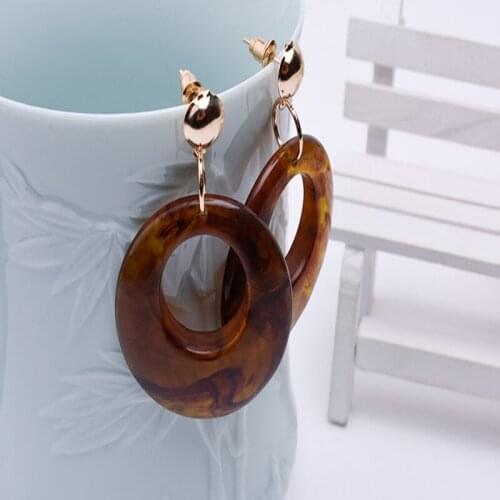 2018 New Fashion Acid Acrylic Resin Earrings Dangle Oval Earrings for Women irregular Pendant Water Earrings Fashion Jewelry