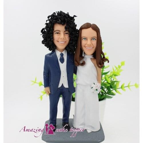 2019 AMAZING CAKE TOPPER Simple and elegant wedding dress Toys Custom Polymer Clay Figure From Pictures
