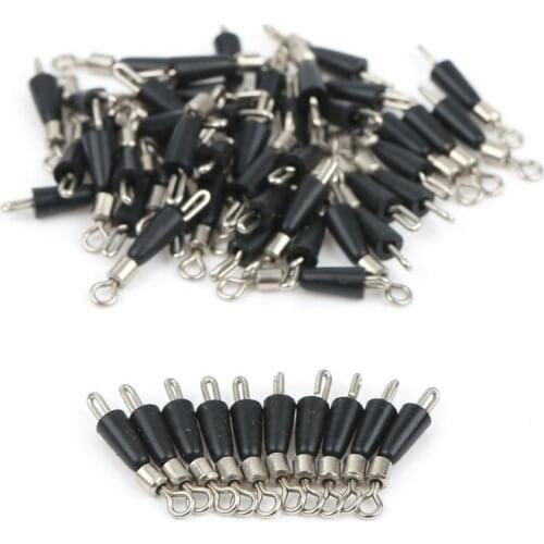 50Pcs/Lot Fishing Ball Bearing Swivels Solid Rings Quick Fast Link Connector Stainless Steel Rubber Fishing Tackle Accessory #ED