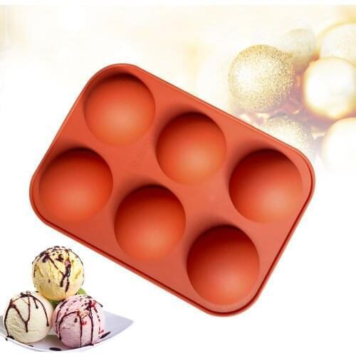 6 Cavities Half Ball Sphere Chocolate Silicone Mold Ice Tray Cake Mould Cake Jelly Candy Tool Diy Molds Kitchen Baking Tool