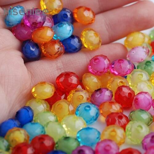 Hisenlee Mixed Colors 6MM 8MM 12MM 18MM Austria faceted Acrylic Beads Loose Spacer Round Beads Hole 2.2mm for Jewelry Making