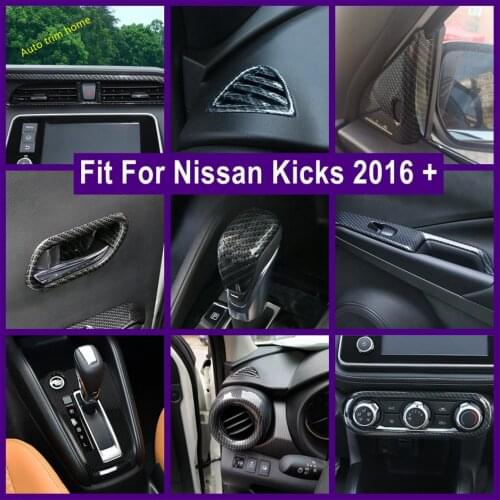 Accessories Interior Gear Shift Knob / Pillar A / Door Bowl / Lift Button / Air AC Panel Cover Trim For Nissan Kicks 2016 - 2021