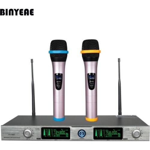BINEAE TY-7800 Dual Channel Dynamic Professional Double Handheld Wireless Microphones for Home Theatre Karaoke Music System
