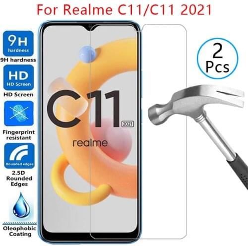Case for realme c11 2021 cover screen protector tempered glass on realmi c 11 11c realmec11 realmic11 protective phone coque bag