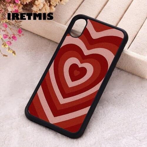 Iretmis 5 5S SE 2020 phone cover cases for iphone 6 6S 7 8 Plus X Xs Max XR 12 MINI Pro Soft Silicone TPU Love swirls heart red