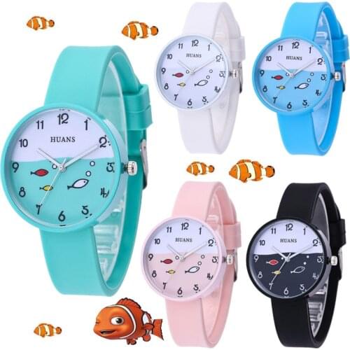 Childrens Watch Popular TK Duck, Fish Lovely Cat Sports Quartz Clock Suitable for Boys Kids Girls To Learn Time Kitty Watches
