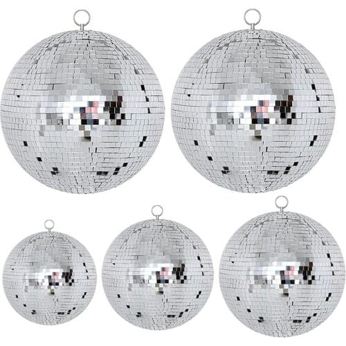 Dia25CM 30CM Rotating Mirror Disco Ball Hnaging Disco Mirror Ball Stage Light Holiday Wedding KTV Party Sliver Glass Mirror Ball