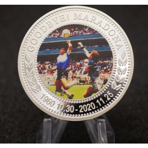 Europe Football King Maradona Silver Plated Commemorative Coins Football Star Coins