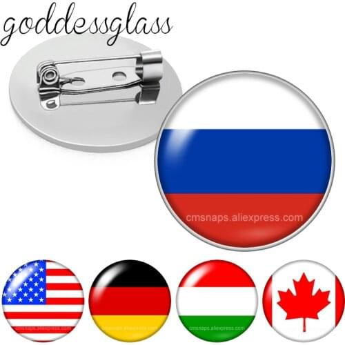 Флаг России Drapeau national France Flag Canada Round Glass cabochon Brooch Dome Photo Jewelry Brooches Pin Jewelry Gift