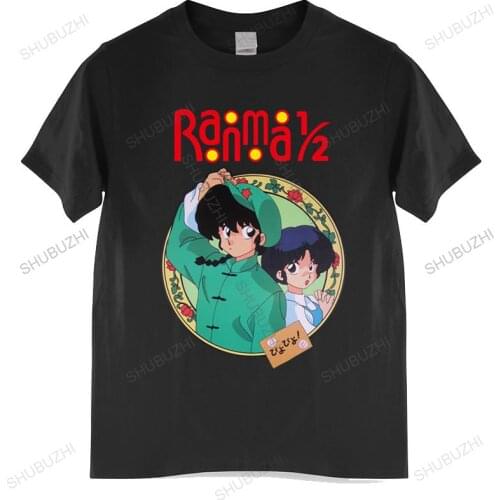 Tshirt men cotton tops Anime Ranma 1 2 V2 Ryoga Jaoanese Manga Poster 1989 T Shirt Black men t shirt euro size
