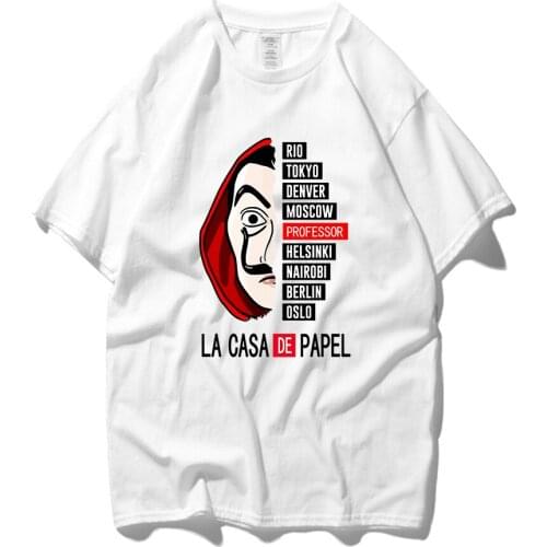 La Casa De Papel Mens T Shirts Money Heist TV Men Short Sleeve Cotton Tshirts for Boys House of Paper T-Shirt Male Tops