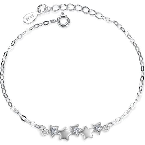 Fashion Women Bracelet 925 Sterling Silver Pentagram Zircon Crystal Bracelet Korean Version Of Direct Sales