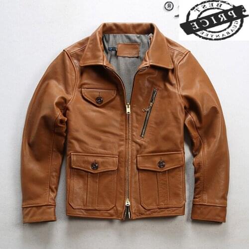 Natural Winter Autumn Genuine Leather Jacket Men Streetwear 100% Real Cow Coat Man Moto Biker Vintage Cow Leather Jackets