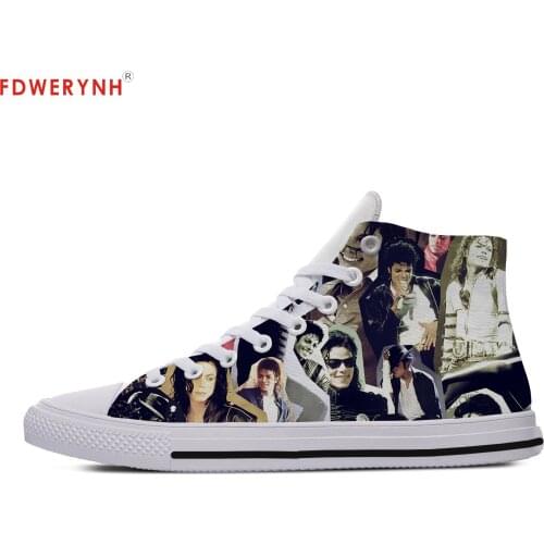 Man Casual Shoes King Of Pop Michael Jackson Diy Individualization Canvas Men Leisure Breathable Walking Shoes Of White