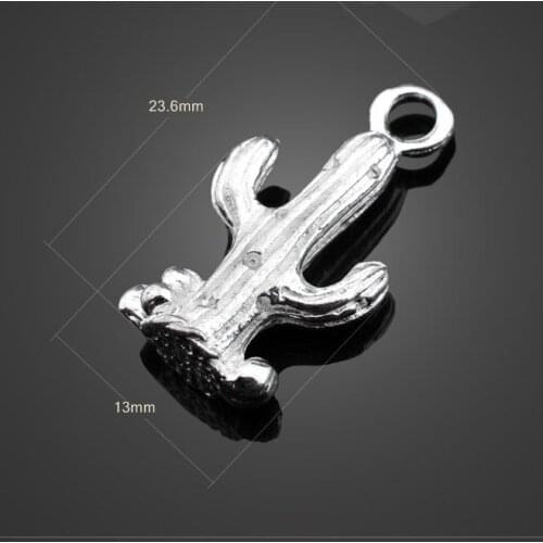 Newest Style 20 Pieces/Lot 13mm*23.6mm Antique Silver Plated Diy Metal Tree Cactus Charms For Jewelry Making