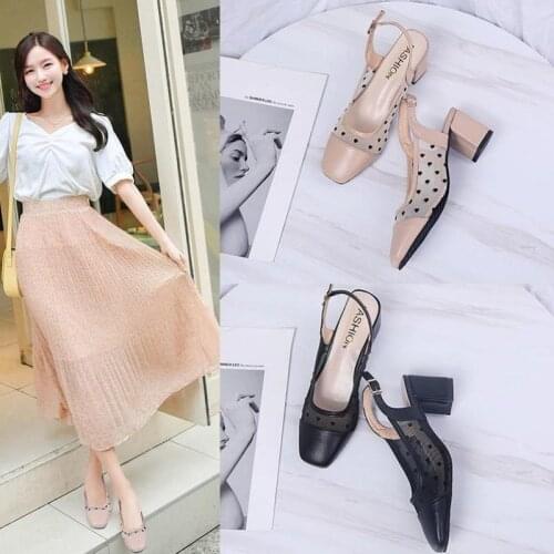 2021 Summer New Mesh Baotou Heart Shaped Fashion All-match Womens Shoes
